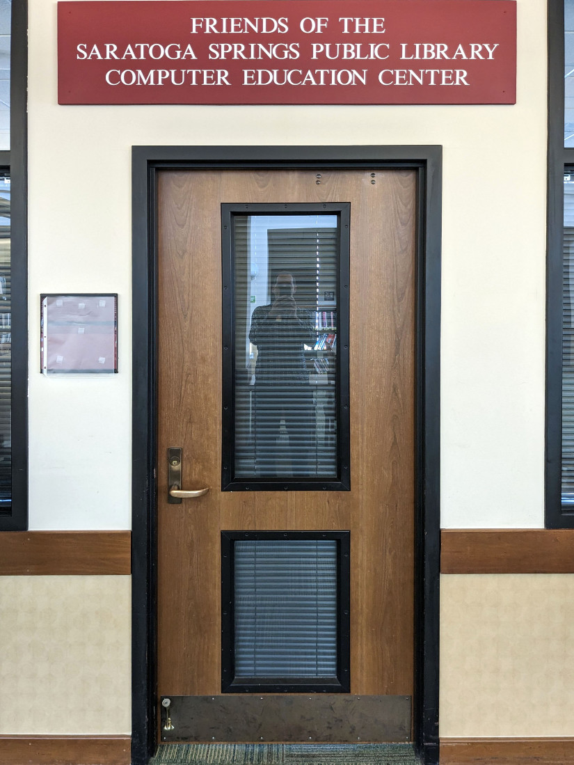 Main doorway entrance to the Computer Lab, also known as the Computer Education Center.